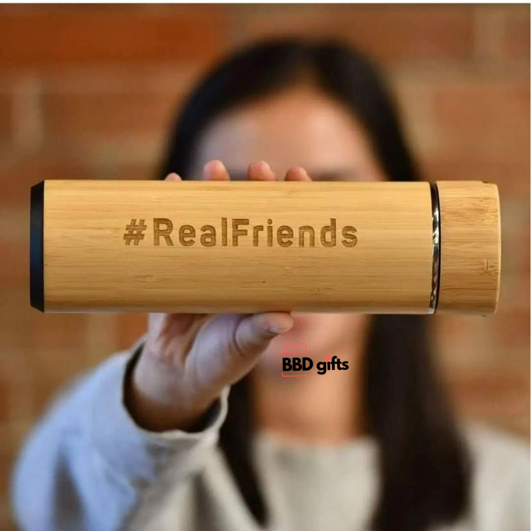 Customized Bamboo Hot & Cold Flask | Custom made water bottles | water bottles| Temperature water bottles under 1000 rs | Hot and cold water bottles - BBD GIFTS