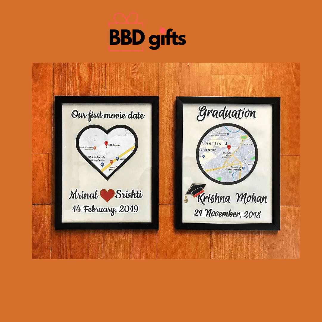 Location frames - Memory map frame - Photo Frames - BBD GIFTS