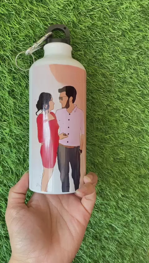 Illustration water bottles | personalized water bottles  with illustration art | best gift for couple | best gift for gym lovers