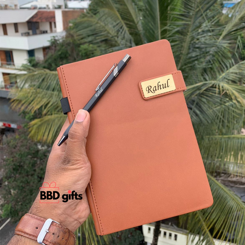 Customized Diary and Pen Combo | Personalized Gold Clip Cloud Diary & Hexa Pen | Ideal Gift Set - BBD GIFTS