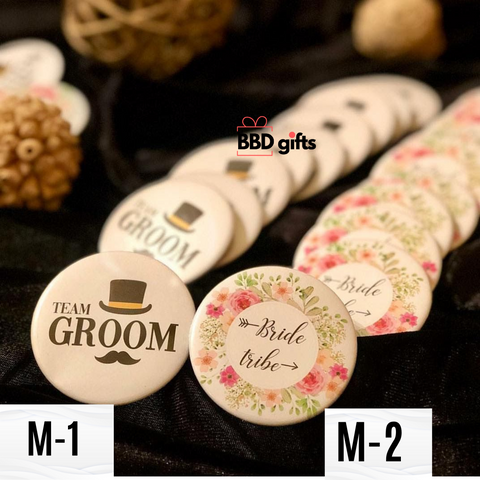 Customized Button Badges |Bridal badges | Badges for bride & groom | Team bride & groom badges - BBD GIFTS