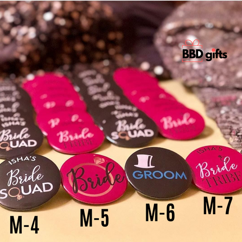 Customized Button Badges |Bridal badges | Badges for bride & groom | Team bride & groom badges - BBD GIFTS