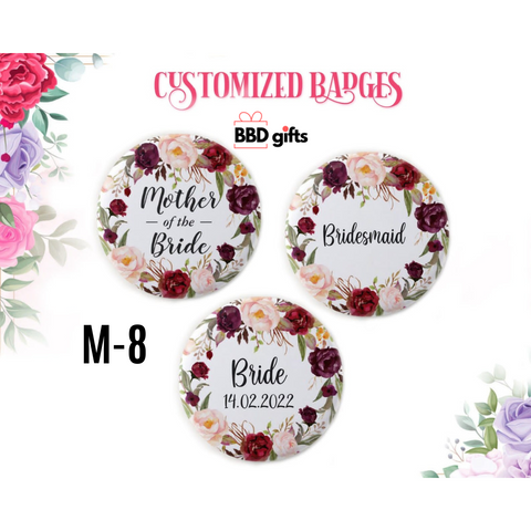 Customized Button Badges |Bridal badges | Badges for bride & groom | Team bride & groom badges - BBD GIFTS