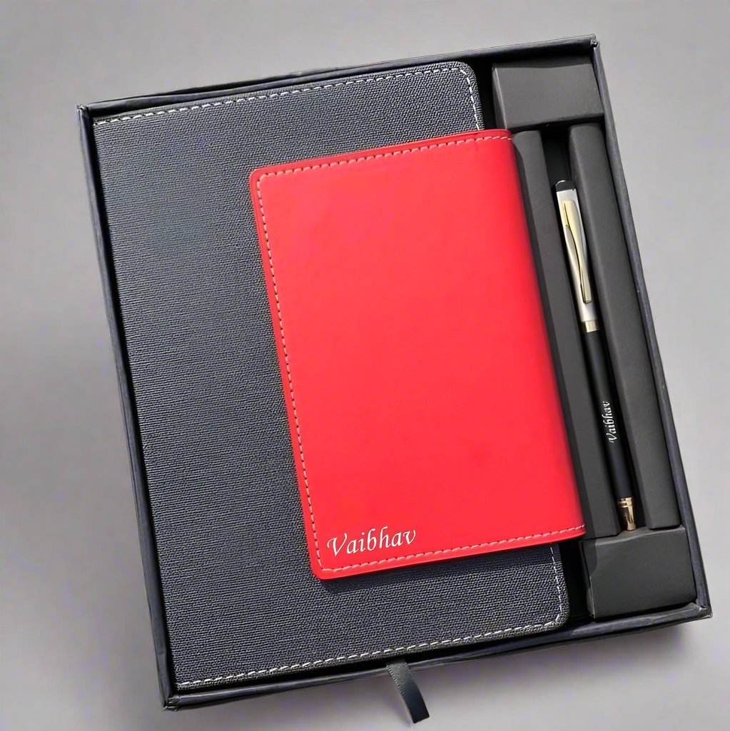 Personalized Diary with Card Holder & Pen – Customized Corporate Gifts - BBD GIFTS