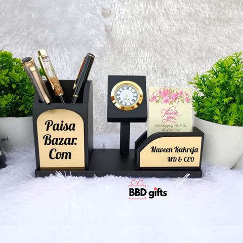 Personalised Clock Pen Stand - BBD GIFTS