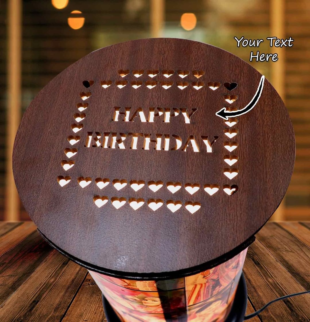 Buy Customized LED Table Lamps with 5 Personalized Photo- Rotating Cube Gift  for Anniversary, Couple, Birthday, Wedding, Home & Bedroom Decorative -  Wooden Enclosure, Brown Online at Low Prices in India - Amazon.in