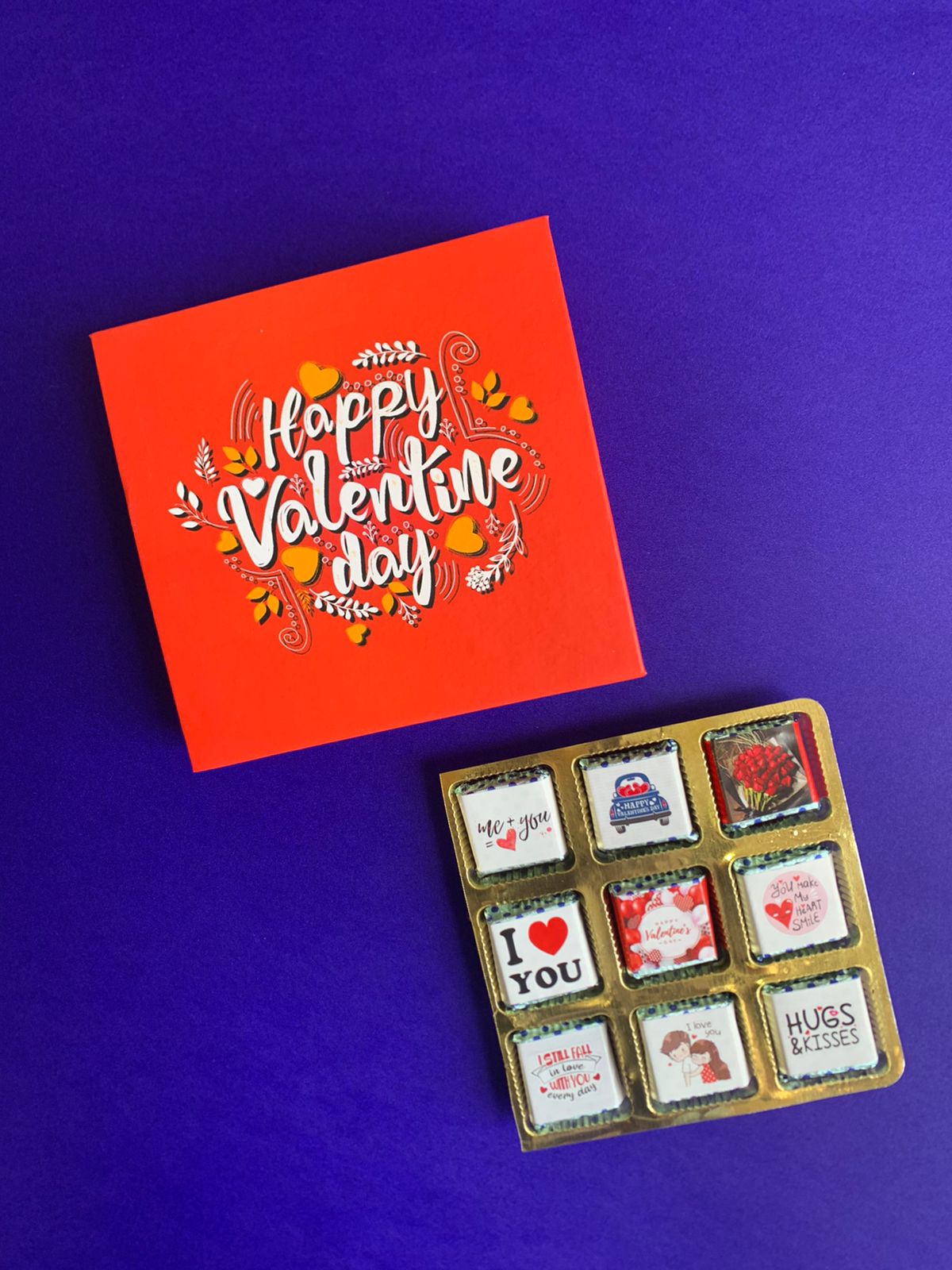 Customised valentine wrappers on chocolate