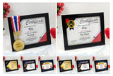 Customized Valentine Special Award frame With Certificate And Medal