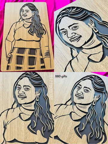 CUSTOMIZED 3D LASERCUT HAND ASSEMBLED WOODEN PORTRAIT | PREMIUM PORTRAIT - BBD GIFTS