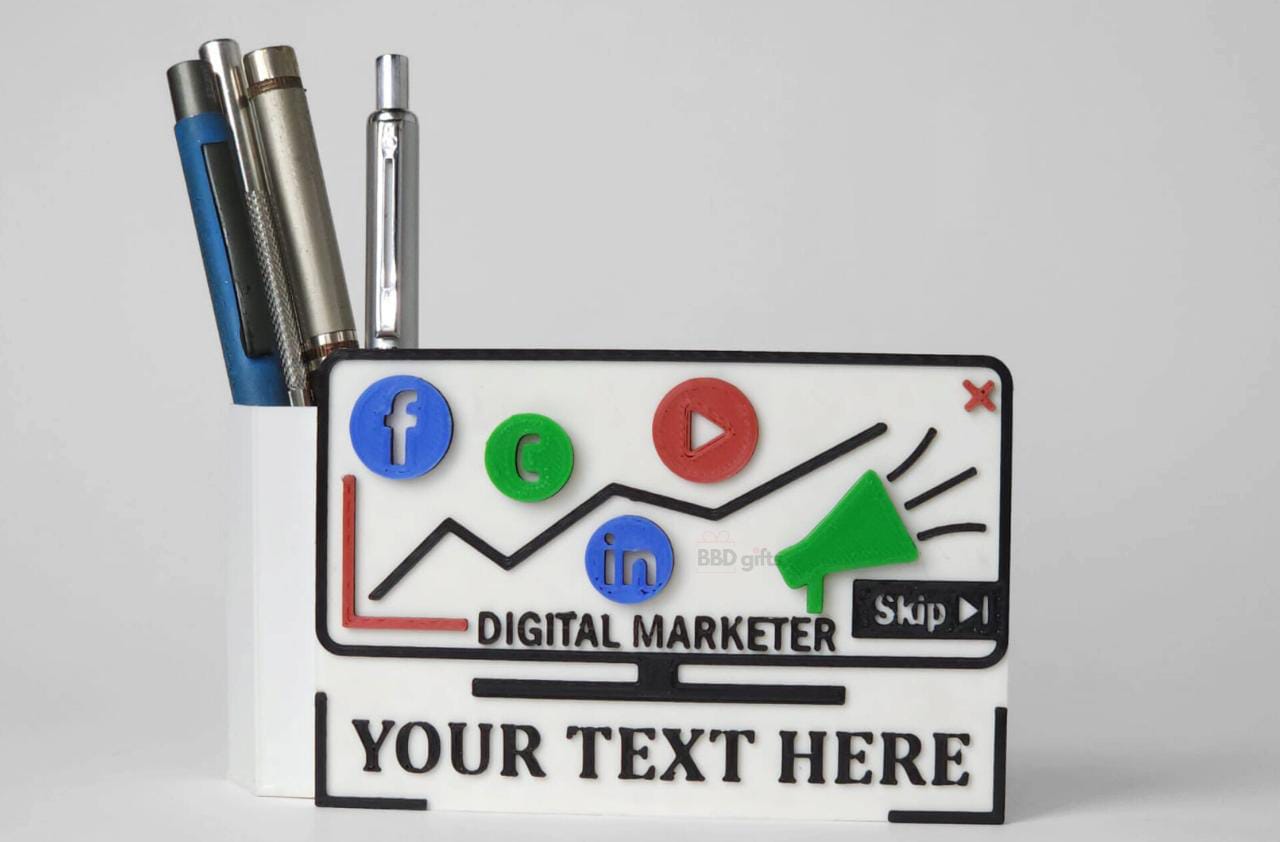 Customized Digital Marketer Table Top with Pen Stand | Digital Marketing Table Top | Personalized Penstand
