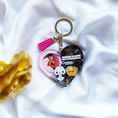 Customized Resin Photo Keychain | Resin heart keychain | Handmade | Resin Art