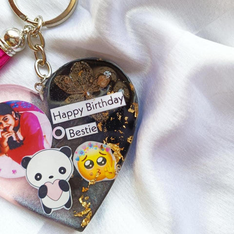 Customized Resin Photo Keychain | Resin heart keychain | Handmade | Resin Art