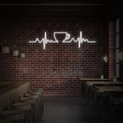 Coffee Cup Heartbeat Neon Light