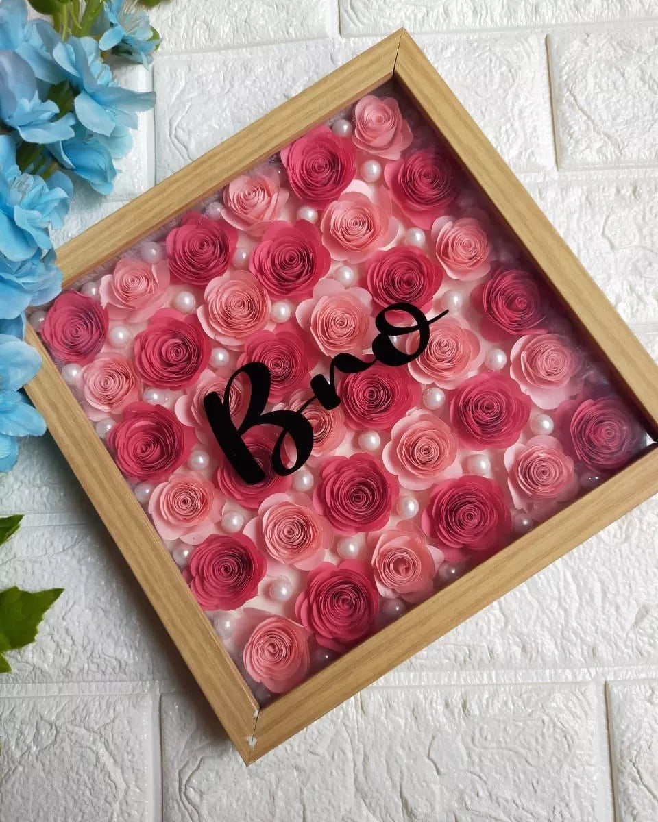 Personalized floral shadow box
