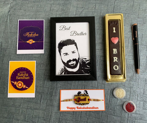 Premium Rakhi Special  Sketch Frame Combo