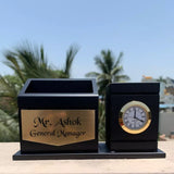Personalized Pen stand| Pen case with clock|Customized pen stand