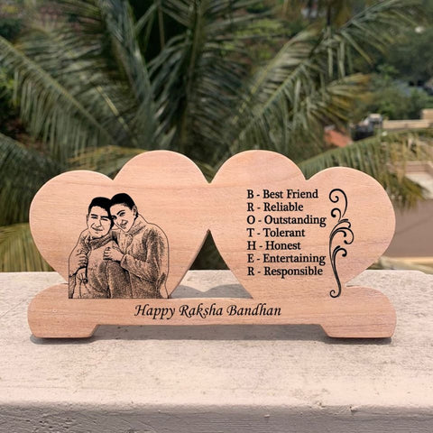 Double Heart sketch Frame for rakshabandan - BBD GIFTS