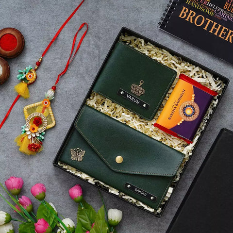 Personalized Couple Wallet With  Rakhi | Affordable gift for brother | Best gift for brother | Best gift under 1500
