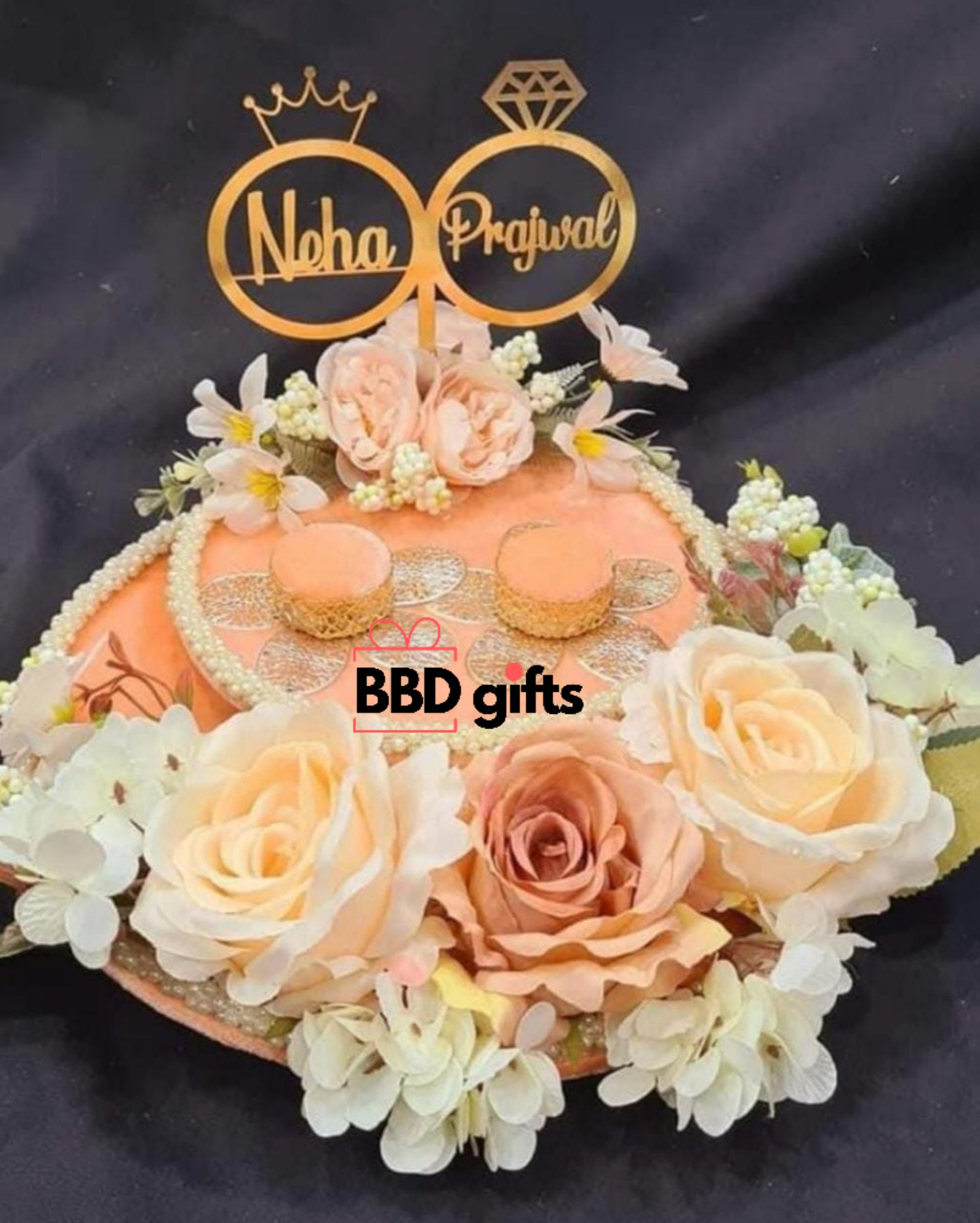 Buy Personalized Decoration Engagement Ring Platter,Ring Plate,Ring Holder, Ring Tray with Acrylic Name of Groom and Bride|Blue|Wedding Ring  Platter|Decorative Tray|Marriage Decor|Pink,White,Golden Online at Low  Prices in India - Amazon.in
