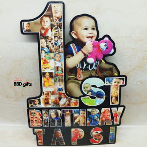 Customized 1st Year Happy Birthday Photo Cutout Frame with kids Name