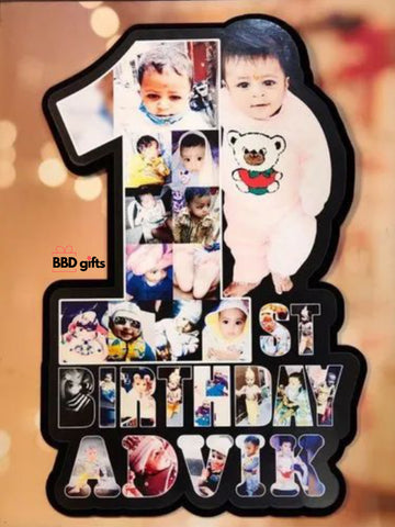 Customized 1st Year Happy Birthday Photo Cutout Frame with kids Name