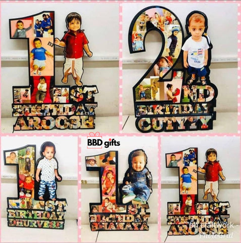 Customized 1st Year Happy Birthday Photo Cutout Frame with kids Name