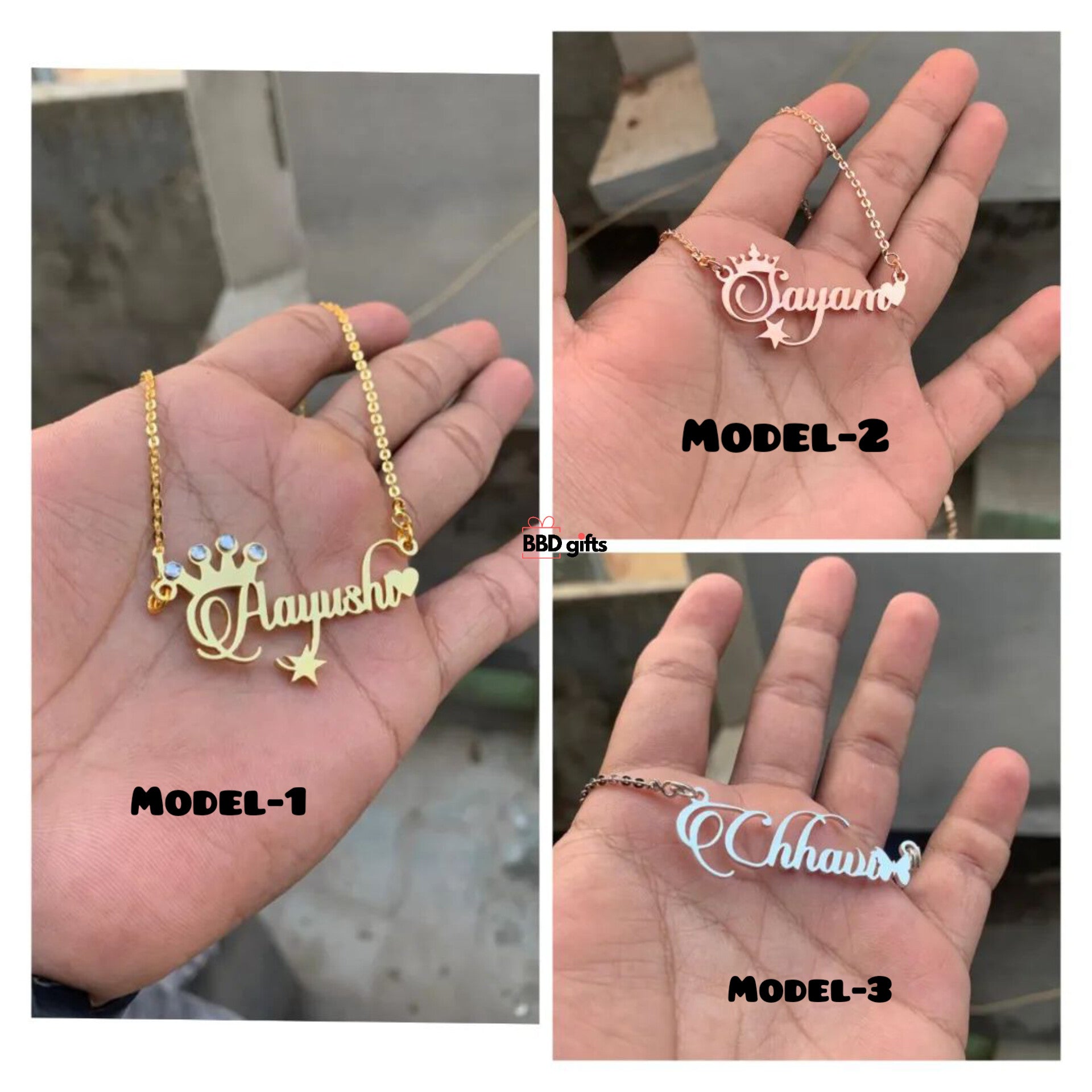 Customised name pendants 