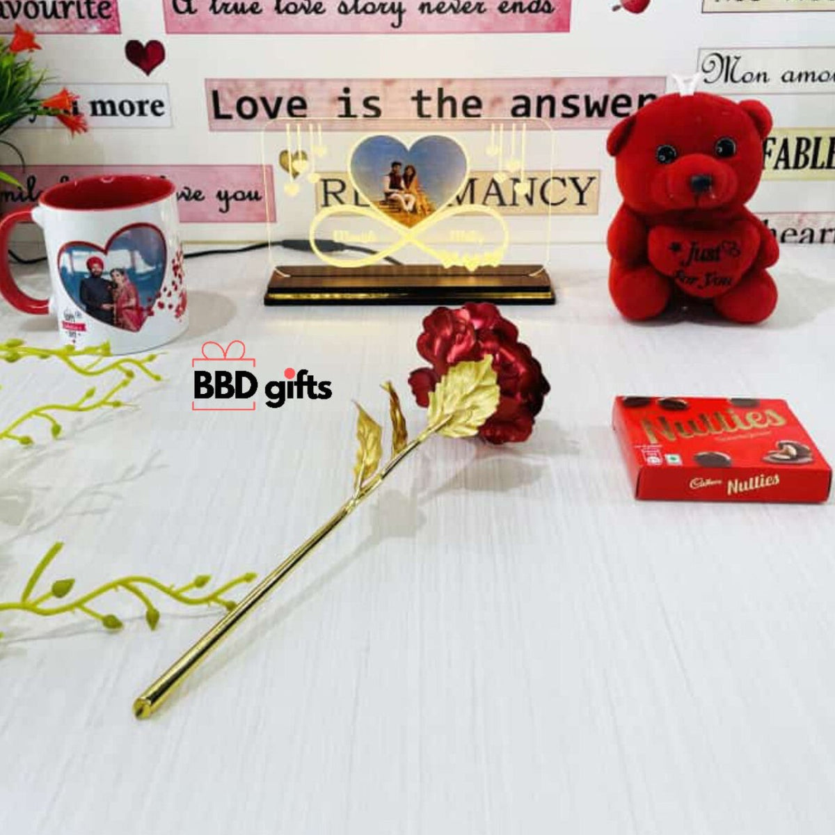 Customized Romantic LED Couple Gift Combo | Gift For Her | Anniversary Gift | Valentines gift