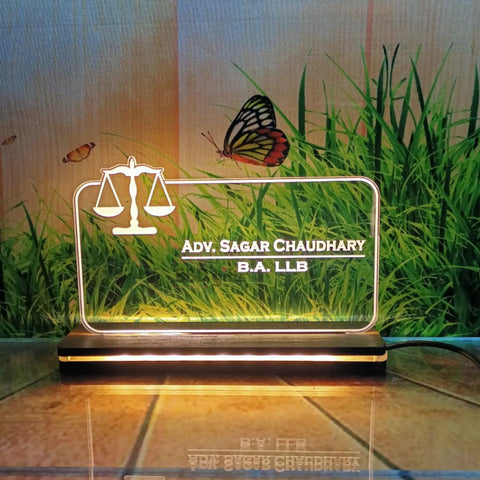 Custom Table Top With LED For Advocate | Acrylic Engraved Advocate Table Lamp | Personalized Gift For lawyer | Best Gifts  For Advocate