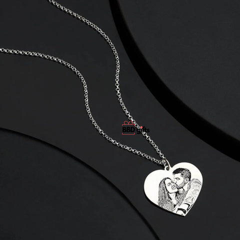 Personalized Heart Shape Pendant Photo Engraved Necklace | Photo Engraving | Personalized Necklace