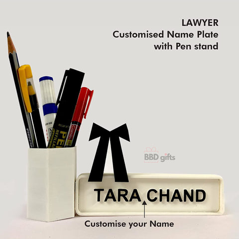 Advocate Table Top with Pen Stand | Best Gift For Lawyer | Customized Gifts For Lawyers | Advocate Desk
Name Plates |
Lawyer Name | Office Accessories