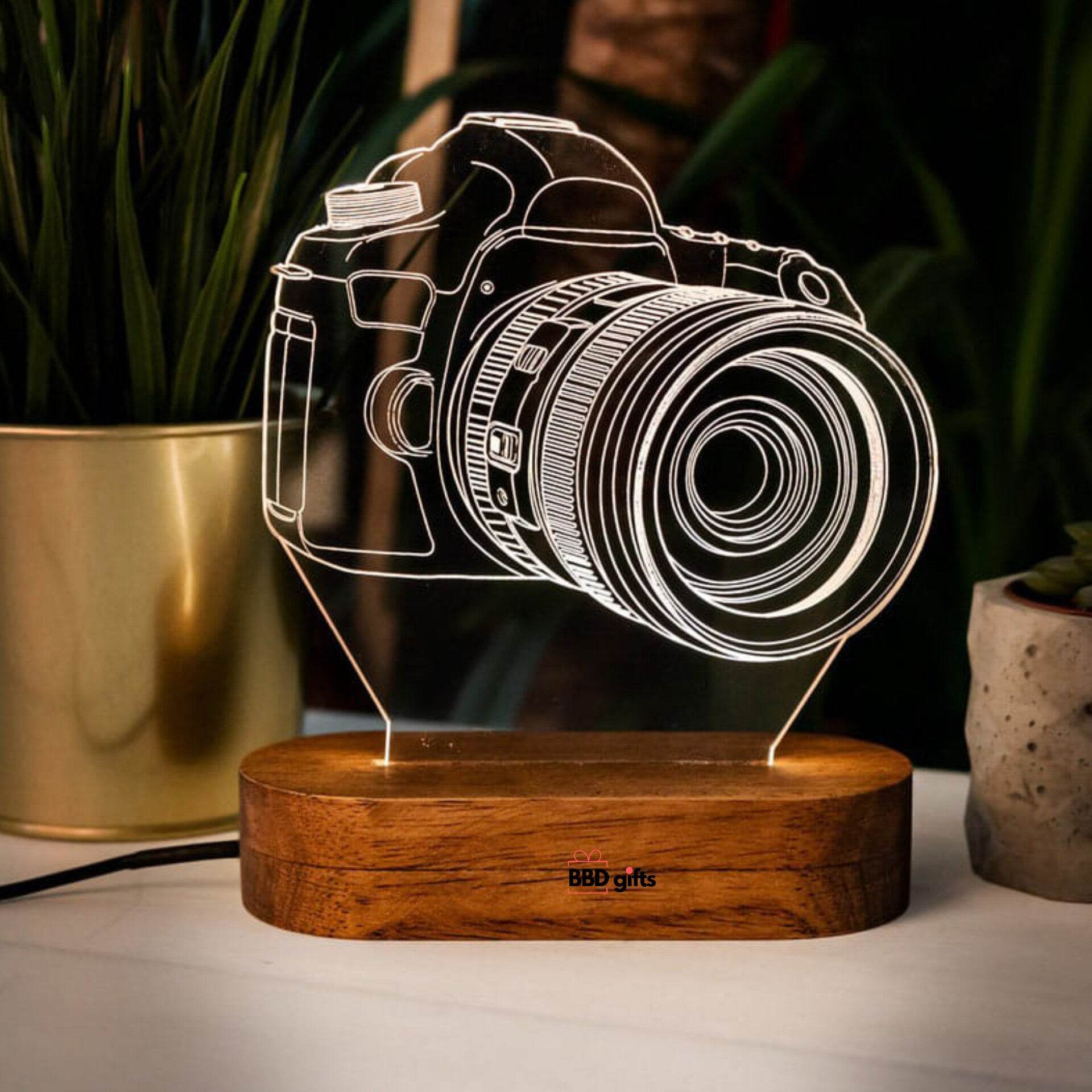 Customised Camera Acrylic Led Lamp Photographer Gift 3D