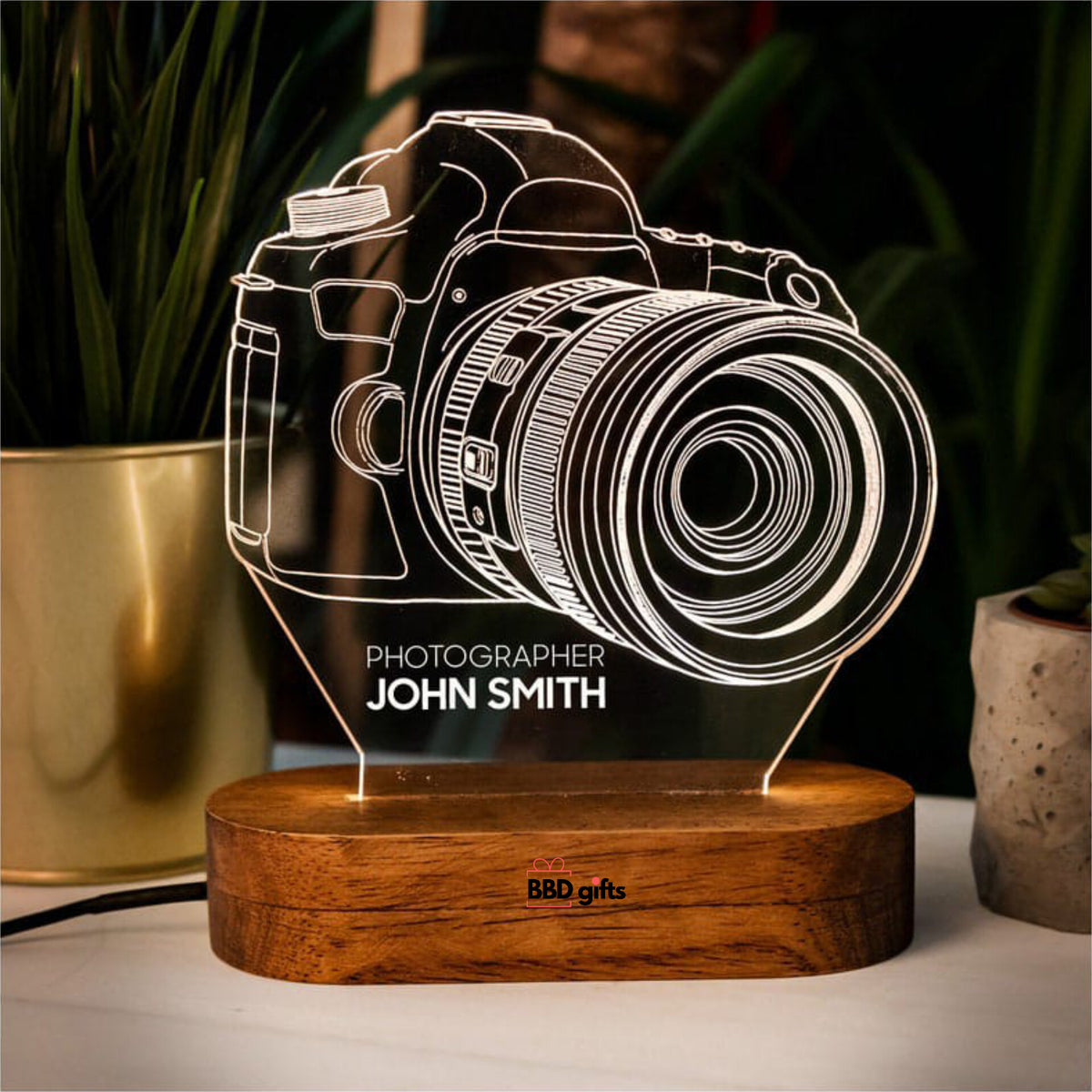 Personalized Camera Led Lamp Photographer Gift