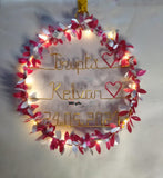 Couple name on wood wreath 