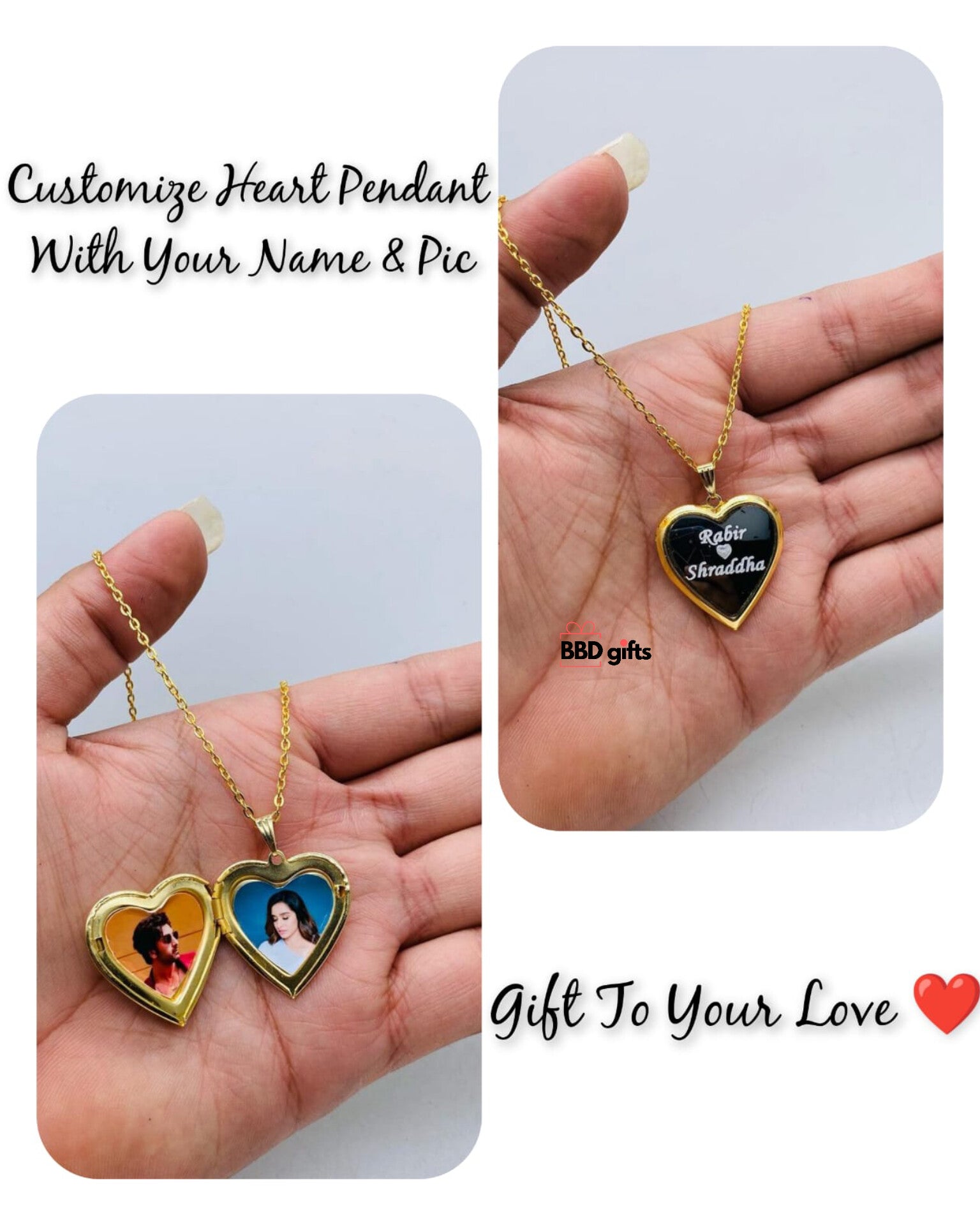 personalized Heart Pendent with names