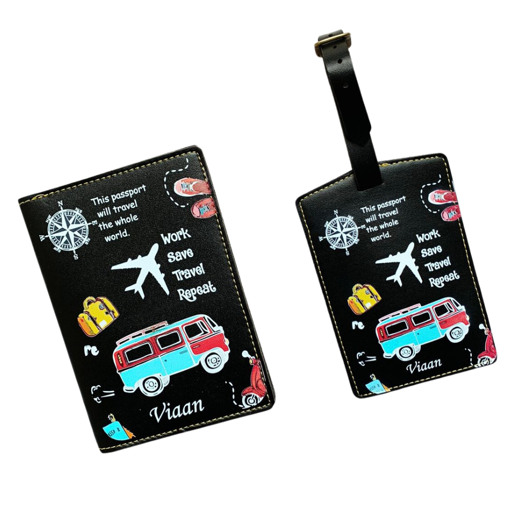 Customized printed passport cover & printed luggage tag - Gift For Travellers