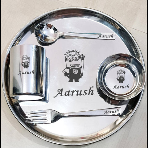 Round Thali Set - Gifts For Kids - Personalized Plate Set