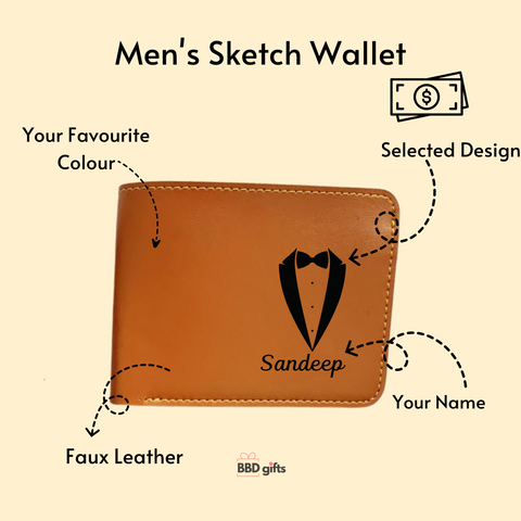 Customized sketch wallet - Personalized Mens Wallet - Birthday Gifts For Him - Gift For Boyfriend - Gift For Father