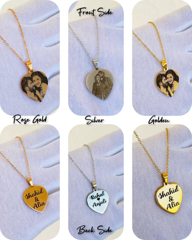 Personalized Heart Shape Pendant Photo Engraved Necklace | Photo Engraving | Personalized Necklace