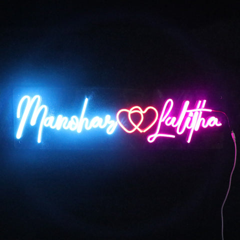 Couple Name Neon Sign - Personalized led Neon - Custom Neon Light - Neon Sign Board