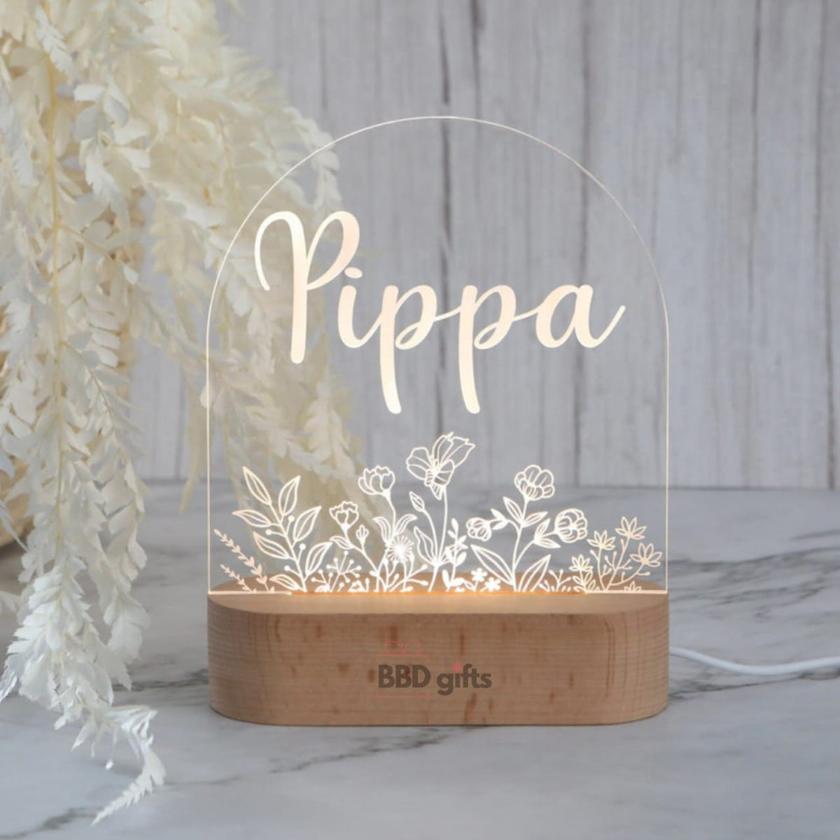 Customized flower night lamp with name