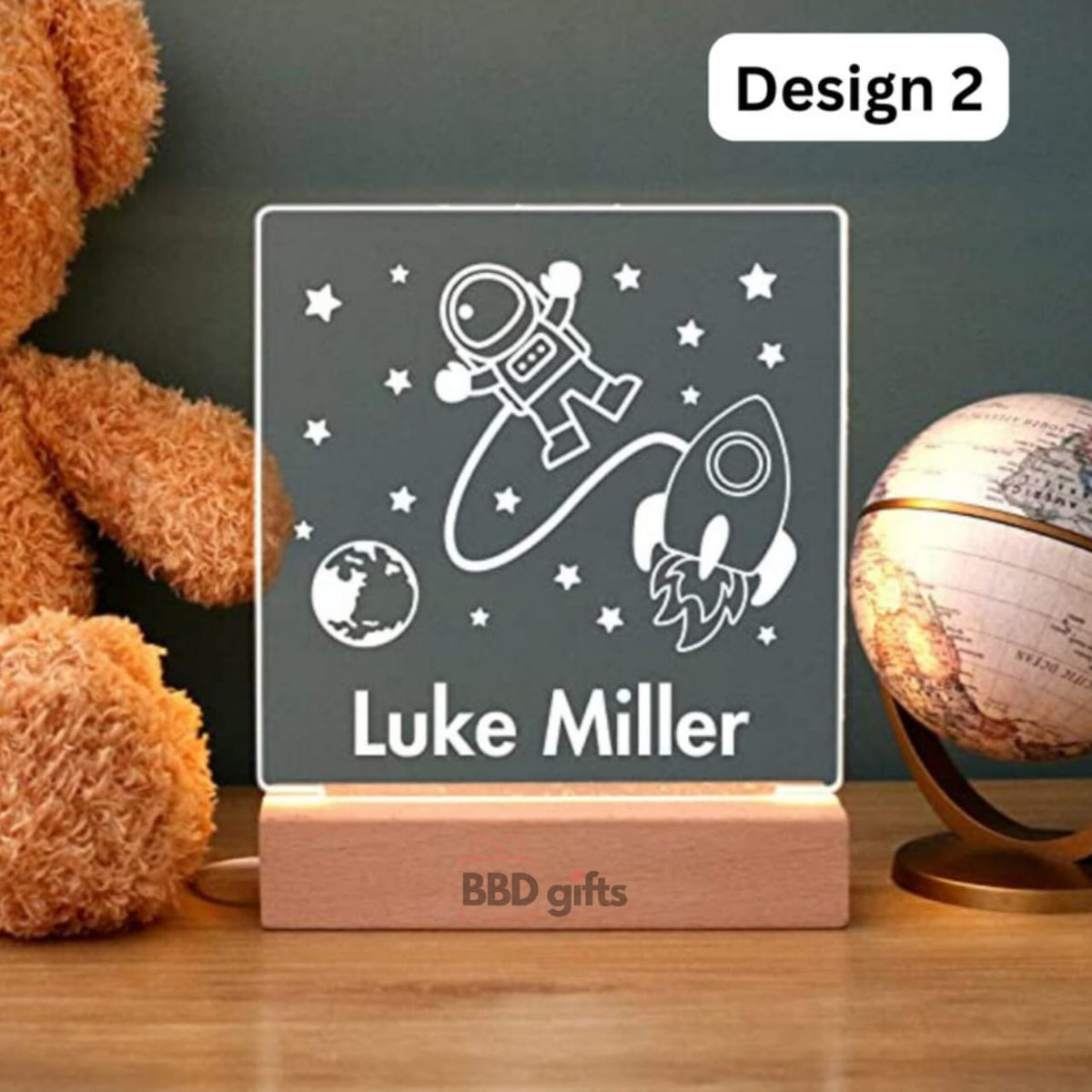 Customized Rocket Night Light | Space Ship Night Light | Kids Bedroom | Nursery Night Light | Personalized Night Light - BBD GIFTS