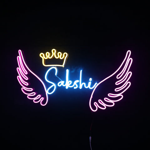 Name Angel Wings | Personalised Neon Sign  | Custom Neon Sign Bar | Birthday gift for Kids