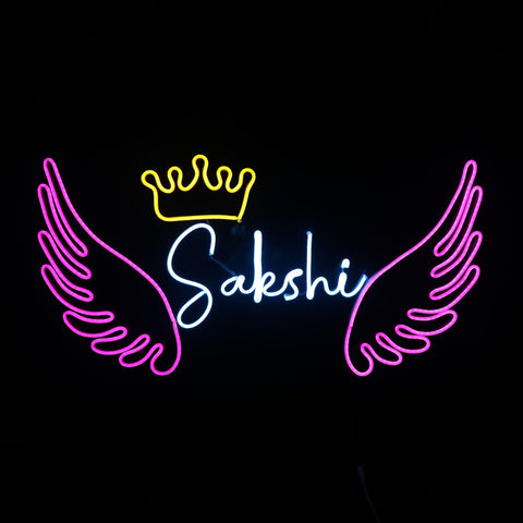 Name Angel Wings | Personalised Neon Sign  | Custom Neon Sign Bar | Birthday gift for Kids