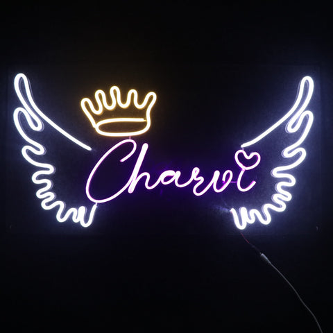 Name Angel Wings | Personalised Neon Sign  | Custom Neon Sign Bar | Birthday gift for Kids