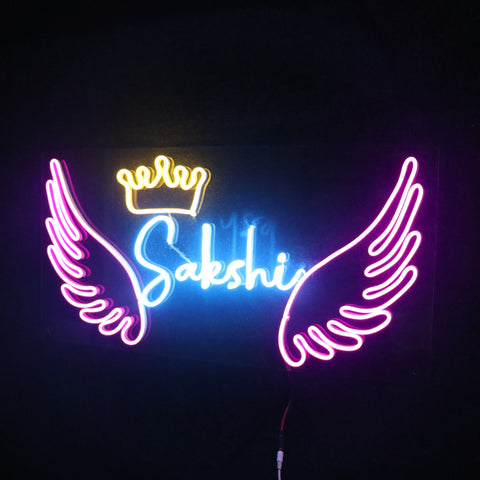 Name Angel Wings | Personalised Neon Sign  | Custom Neon Sign Bar | Birthday gift for Kids