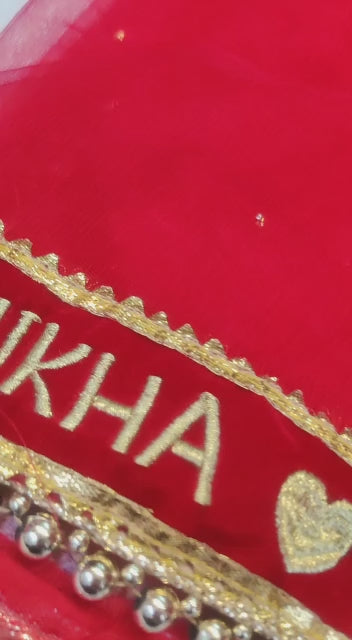 Bridal Name Embroidery Dupatta | Bride And Groom Name Bridal Dupatta | Custom Bridal Dupatta | Wedding Special