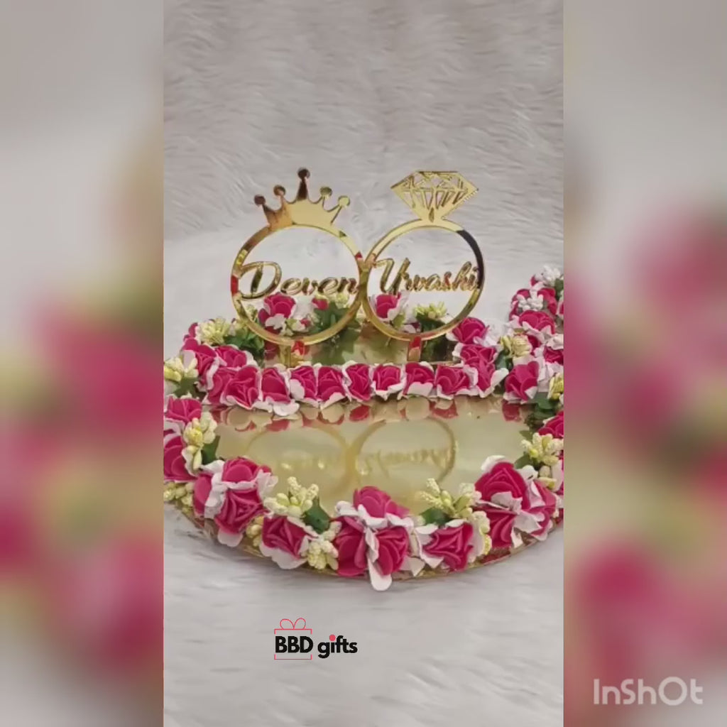 Buy Unique Palette Beautiful Pink Engagement Ring Platter with Name |  Wedding Ring Platter | Decorative Tray | Marriage Decor | Engagement Tray ( Design-1) Online at Low Prices in India - Amazon.in