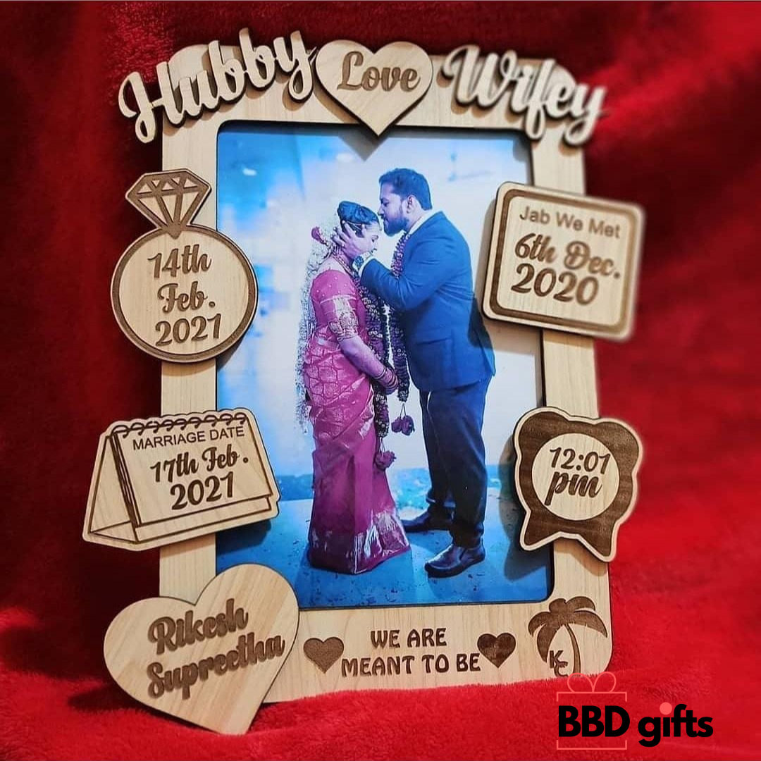 Customized Hubby Wifey Engraved Frame | Gift for couples | Anniversary gifts for couples | Best anniversary gifts | Anniversary gifts under 700 rs